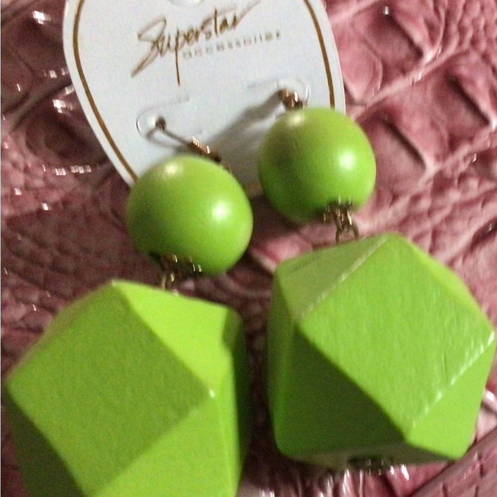 Green Geometric Earrings